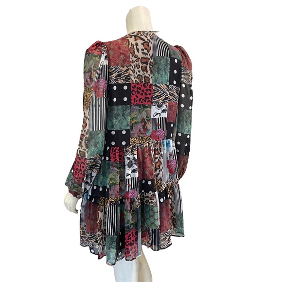 Desigual Dress Chiffon Patchwork Long Sleeve Minidress NEW w/tags - Picture 8 of 15